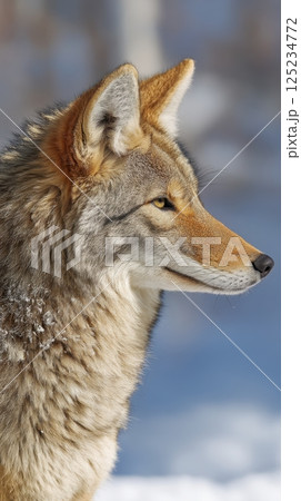 Beautiful Coyote Portrait in Winter Landscape with Snow 125234772
