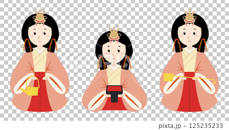 ひな祭り - 三人官女(主線なし) ひな祭り - 三人官女(主線なし) 125235233