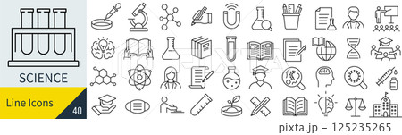 科学に関する線画アイコンセット 科学に関する線画アイコンセット 125235265