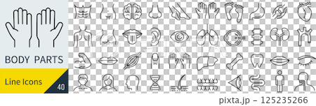 Line icon set related to the human body 125235266