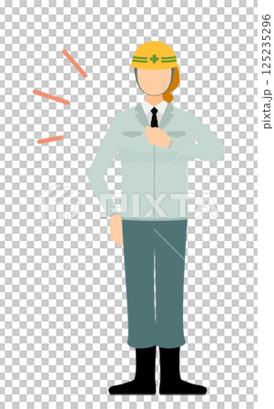 簡單說明:一名女性現場主管戴著安全帽擊中了她的胸部 簡單說明:一名女性現場主管戴著安全帽擊中了她的胸部 125235296
