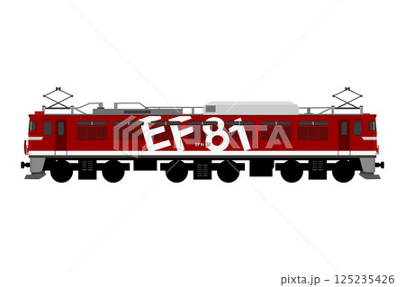 EF81形電気機関車【EF81 95】の横向きベクターイラスト EF81形電気機関車【EF81 95】の横向きベクターイラスト 125235426