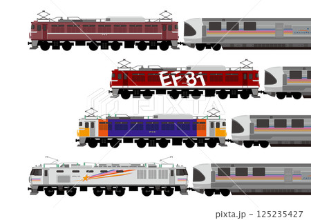 寝台特急カシオペアの横向きイラストセット 寝台特急カシオペアの横向きイラストセット 125235427