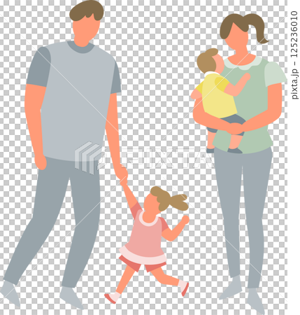 Family with children walking 125236010