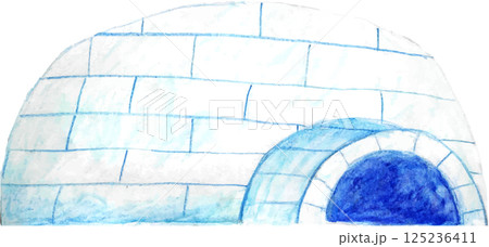 色鉛筆で描いた雪のかまくら 125236411