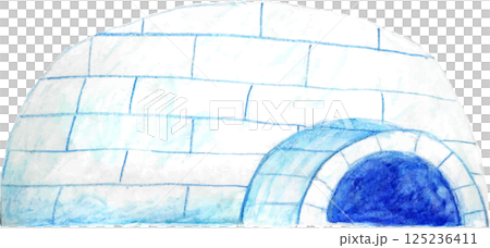 色鉛筆で描いた雪のかまくら 125236411