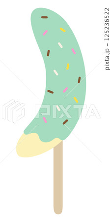 かわいいチョコバナナのベクターイラスト。素材、夏祭り、屋台、果物 125236522