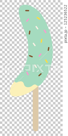 かわいいチョコバナナのベクターイラスト。素材、夏祭り、屋台、果物 125236522