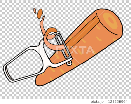 用削皮器削胡蘿蔔的插圖(肖像) 用削皮器削胡蘿蔔的插圖(肖像) 125236964