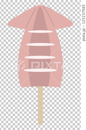 烤魷魚向量插圖。食材、夏日祭典、小吃攤、烤串 125237085