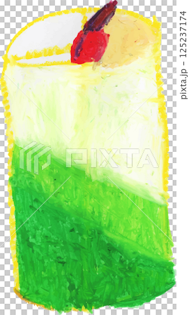 Melon cream soda drawn with crayons 125237174