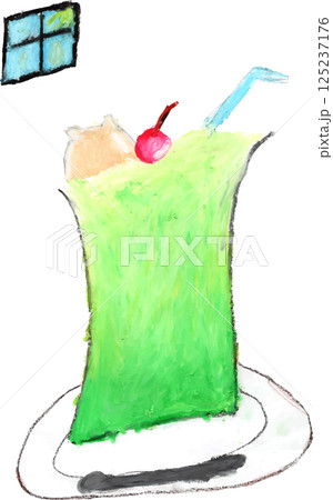 クレヨンで描いたメロンクリームソーダ 125237176
