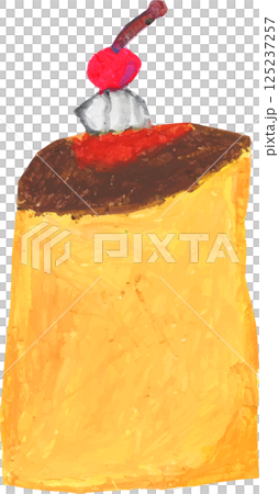 Crayon-drawn pudding parfait 125237257
