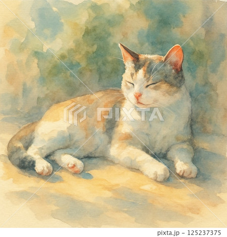 昼寝する猫 125237375