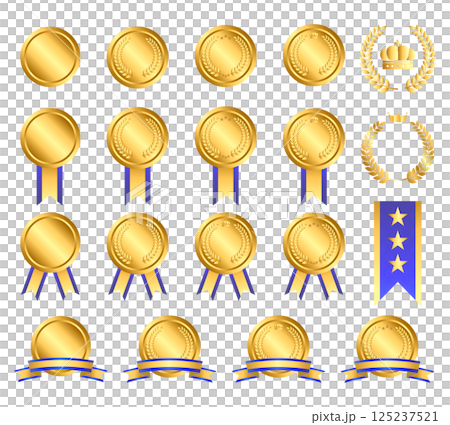 金牌和藍絲帶插圖集 125237521