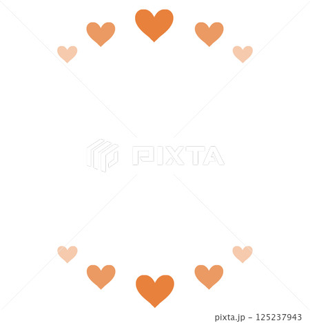 オレンジ色のハートのシンプルなフレーム オレンジ色のハートのシンプルなフレーム 125237943