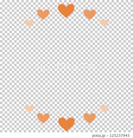 オレンジ色のハートのシンプルなフレーム オレンジ色のハートのシンプルなフレーム 125237943