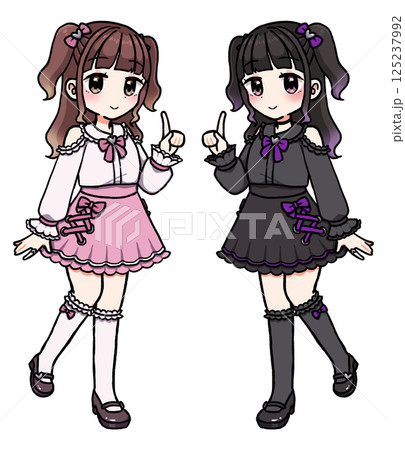 量産型ファッションと地雷系ファッションの女の子　立ち絵 125237992