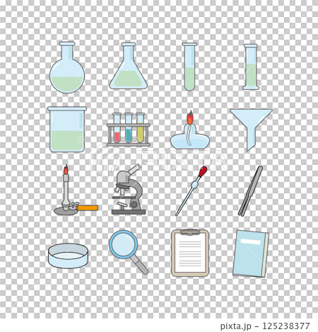 実験器具のシンプルイラストセット（主線あり） 125238377