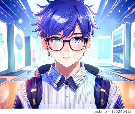 学生イメージ 男子学生と並んだパソコン 学生イメージ 男子学生と並んだパソコン 125240412