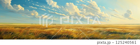 A field of tall grass with a clear blue sky in the background A field of tall grass with a clear blue sky in the background 125240561