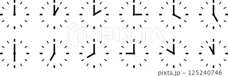 アナログ時計1時間ごとイラストアイコンセット枠なし 125240746