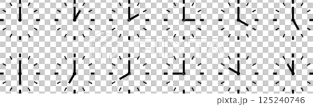 アナログ時計1時間ごとイラストアイコンセット枠なし 125240746