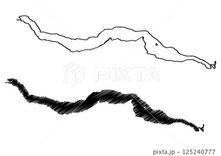 Lake Great Central (Canada, North America, Vancouver Island) map vector illustration, scribble sketch map 125240777