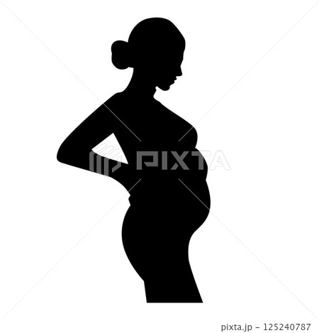 Pregnant Woman Silhouette isolated on white.  125240787