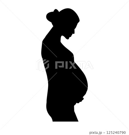 Pregnant Woman Silhouette isolated on white.  125240790
