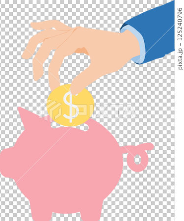 Illustration of a businessman saving money 125240796