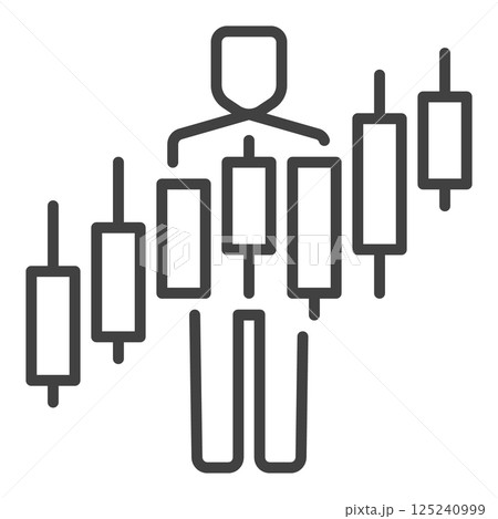 Man and Candlestick Trading Chart vector outline icon or symbol Man and Candlestick Trading Chart vector outline icon or symbol 125240999
