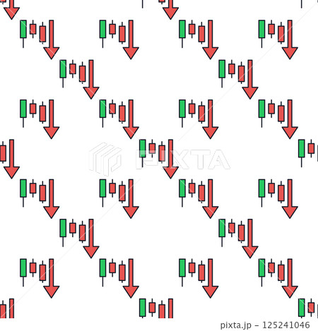 Falling candlestick chart vector colored seamless pattern 125241046