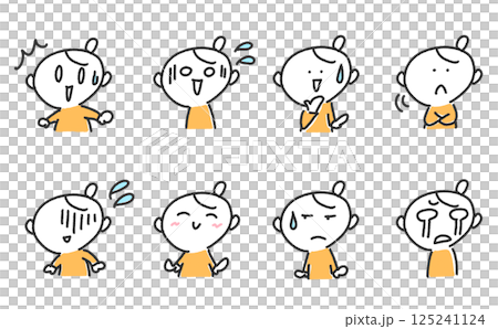 様々な表情の女性のセット　驚く・焦る・笑う・泣く 125241124