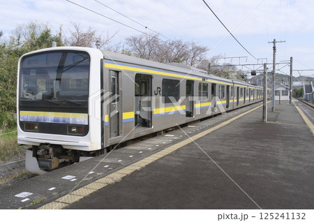 上総湊駅に停車する内房線209系 上総湊駅に停車する内房線209系 125241132