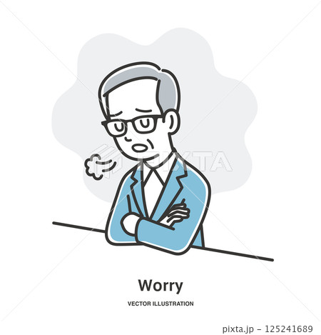 ため息をつき落ち込む年配の男性 125241689