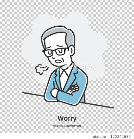 ため息をつき落ち込む年配の男性 125241689