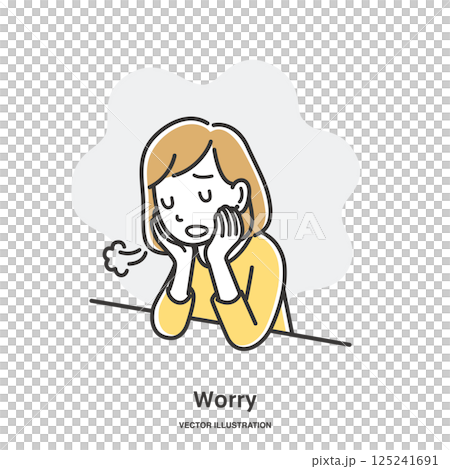 A depressed young woman sighing A depressed young woman sighing 125241691