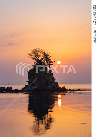 （富山県）雨晴海岸・女岩　太陽 125242682