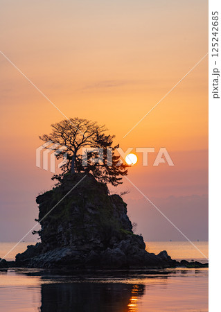 (富山県)雨晴海岸・女岩 太陽 (富山県)雨晴海岸・女岩 太陽 125242685