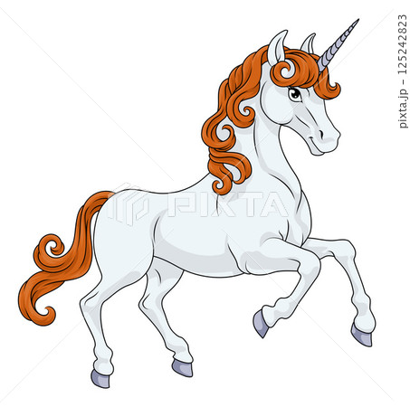 Unicorn Horn Horse Animal Cartoon Mascot From Myth Unicorn Horn Horse Animal Cartoon Mascot From Myth 125242823