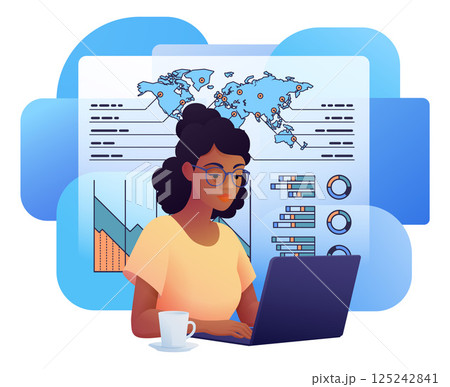 Woman Data Analysis Laptop Business Illustration Woman Data Analysis Laptop Business Illustration 125242841