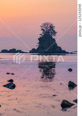 （富山県）雨晴海岸の夜明け　日の出前の光景 125243049