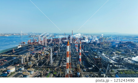 工業地帯の風景　空撮 125243490