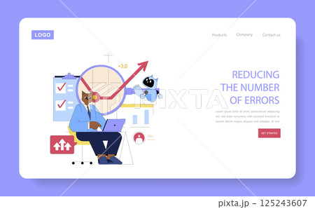 AI Assistant for Work. Innovative concept of a furry professional interacting with a friendly robot to boost productivity and minimize errors. Emphasizes efficiency through smart technology solutions 125243607