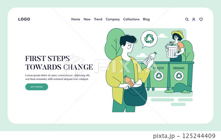 Earth Day illustration emphasizing recycling and waste separation. It features individuals engaging in sustainable practices, promoting environmental awareness and community participation. Vector Earth Day illustration emphasizing recycling and waste separation. It features individuals engaging in sustainable practices, promoting environmental awareness and community participation. Vector 125244409