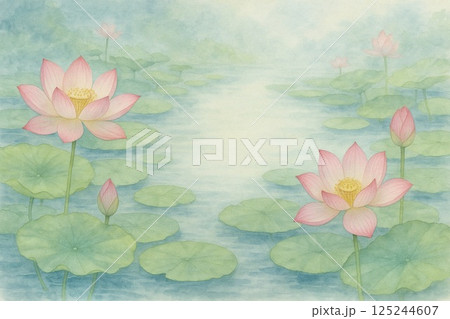 蓮の花・蓮池のイラスト素材 [125244607] - PIXTA