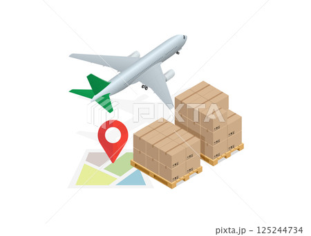 Aircraft Shipping Global Commercial Cargo Freight Transportation Logistics Service Stock Illustration 125244734