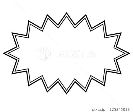 シンプルな白黒の二重線吹き出し　細長いギザギザした形01 125245038