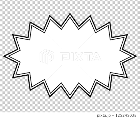 シンプルな白黒の二重線吹き出し　細長いギザギザした形01 125245038